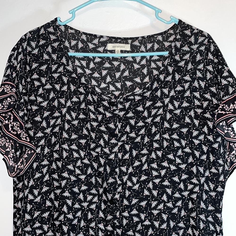 Max studio Black & floral Ruffled Dress Size S - Picture 4 of 4